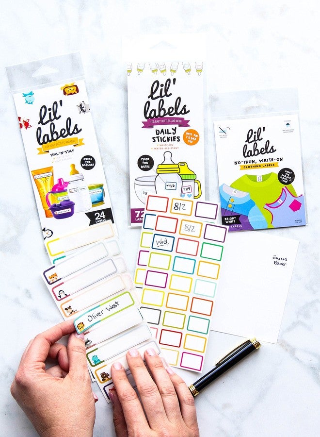 Lil' Labels Daycare MEGA Pack - Write On Kids Name Tags, Waterproof: Animal Bottle Tags/Clothing Labels/Date Labels - Image 2